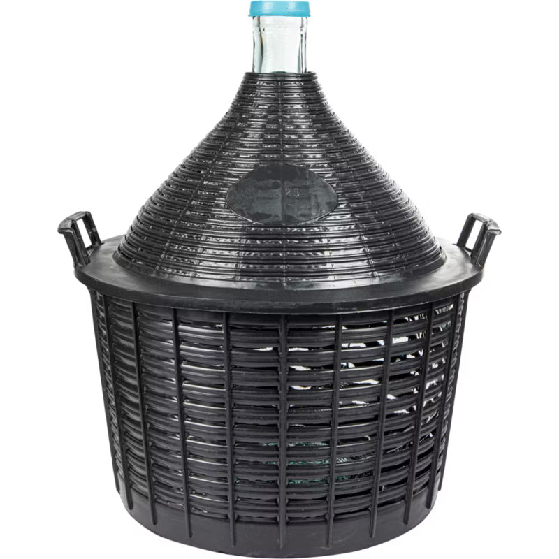 Glasballon til Vin 25 Liter med Plastikkurv