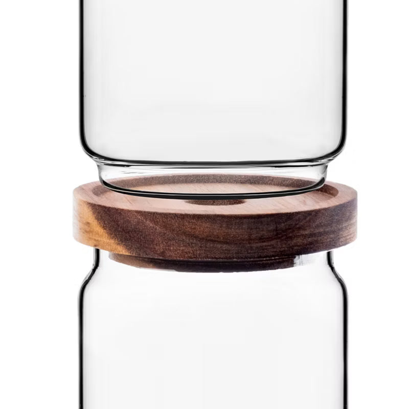 Glasbeholder med Trælåg 1550 ml 3 Stk.