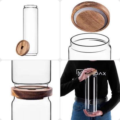Glasbeholder med Trælåg 1550 ml 3 Stk.