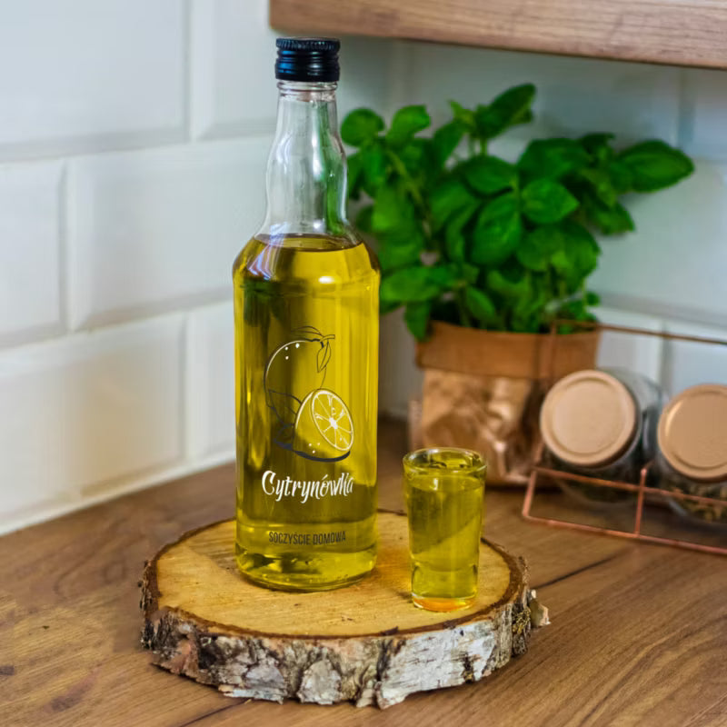 Glasflaske Cytrynówka 500 ml Klar med Sort Skruelåg