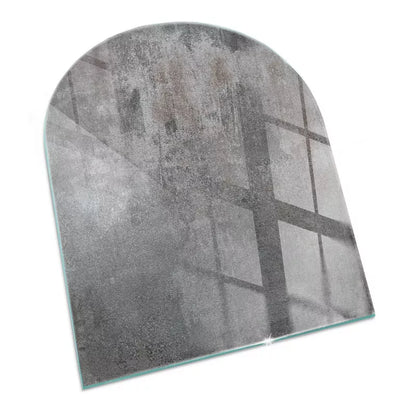 Glasgulvplade Halvoval 80x70 cm Grå