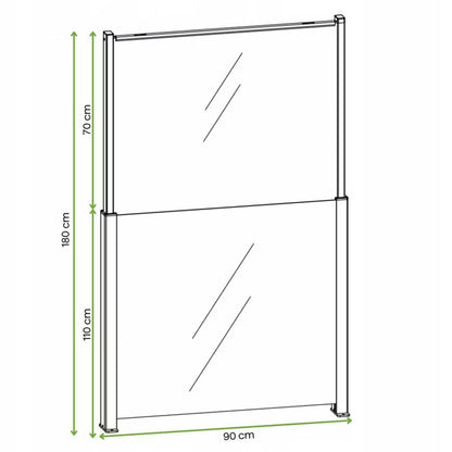 Glashegn 90x180 cm Justerbart Hærdet Glas