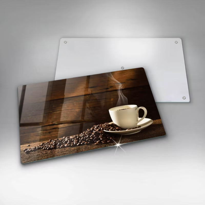 Glastrærebræt 52x30 cm Kaffekop Brun