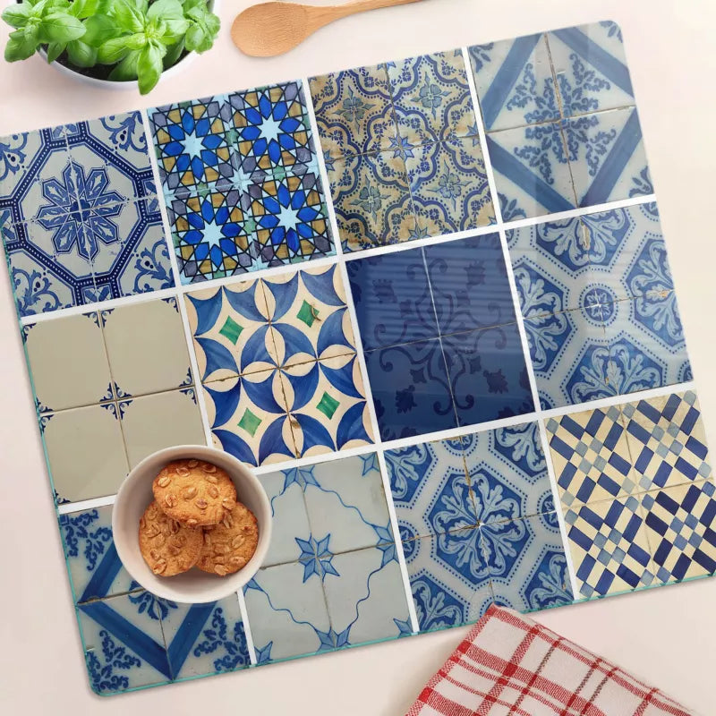 Glaskærebræt Portugisiske Fliser 60x52 cm Hærdet Glas