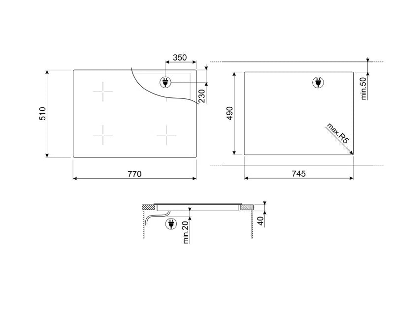 Glaskeramisk Kogeplade SE484EMTD 77 cm Sort