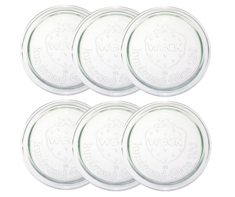 Glaslåg 100 mm 6 Stk. Klar