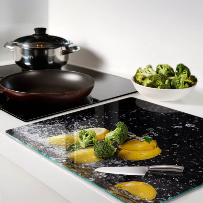 Glasskærebræt Citroner Og Vand 60x52 cm Hærdet Glas