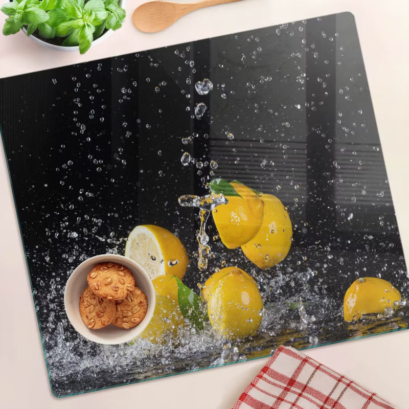 Glasskærebræt Citroner Og Vand 60x52 cm Hærdet Glas