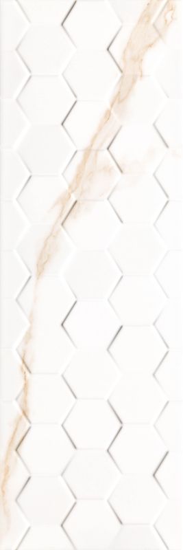 Calacata glaseret flise 25 x 75 cm hexagon guldfarvet 1,5 m²