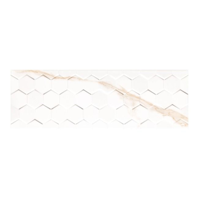 Calacata glaseret flise 25 x 75 cm hexagon guldfarvet 1,5 m²