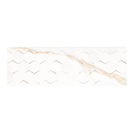 Calacata glaseret flise 25 x 75 cm hexagon guldfarvet 1,5 m²