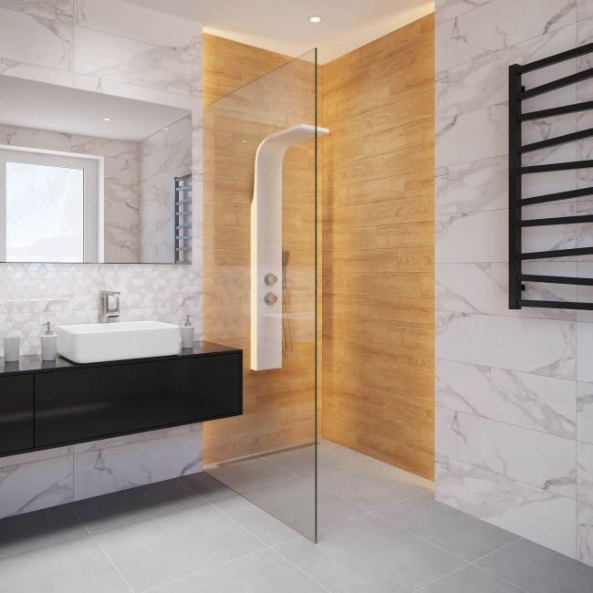 Calacatta glaseret flise 25 x 75 cm hvid 1,5 m²