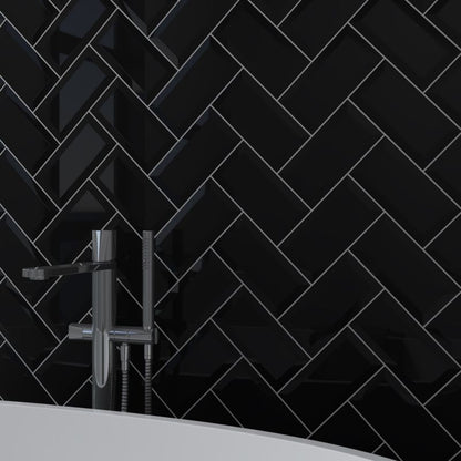 GoodHome Trentie glaserede vægfliser 10 x 20 cm sort 0,8 m²