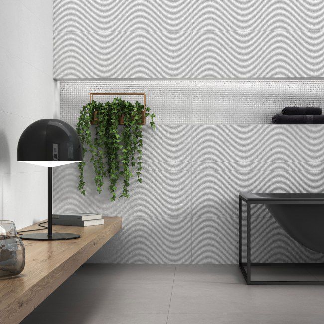 Hardy glaseret flise 24,5 x 74,5 cm blanco struktur 1,45 m²