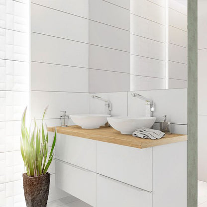 Marika glaseret flise 29 x 89 cm hvid struktur 1,29 m²