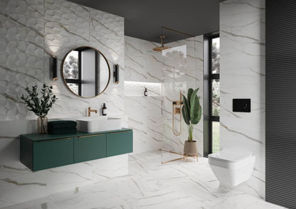 Marullo glaseret flise 29,7 x 60 cm hvid / guld 1,25 m²