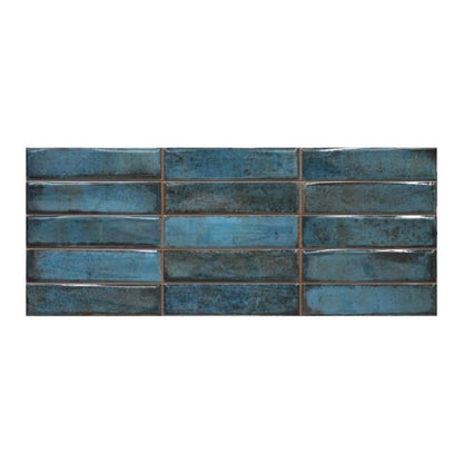 Montblanc glazur 20 x 60 cm blå dekor mosaik 1,2 m²