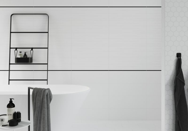 GoodHome Plain glaseret flise 20 x 60 cm hvid 0,96 m²
