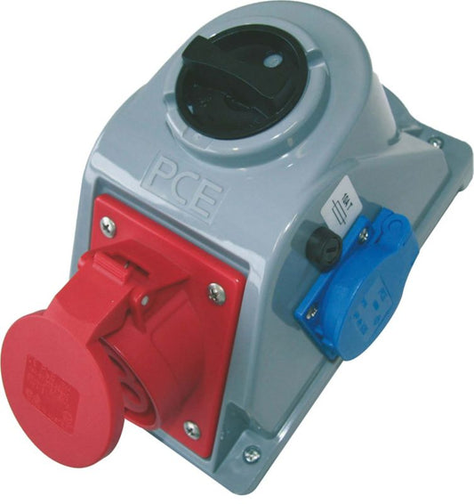 Stikdåse med afbryder PCE Combo-Pol 0-1 IP44 16 A 5 poler