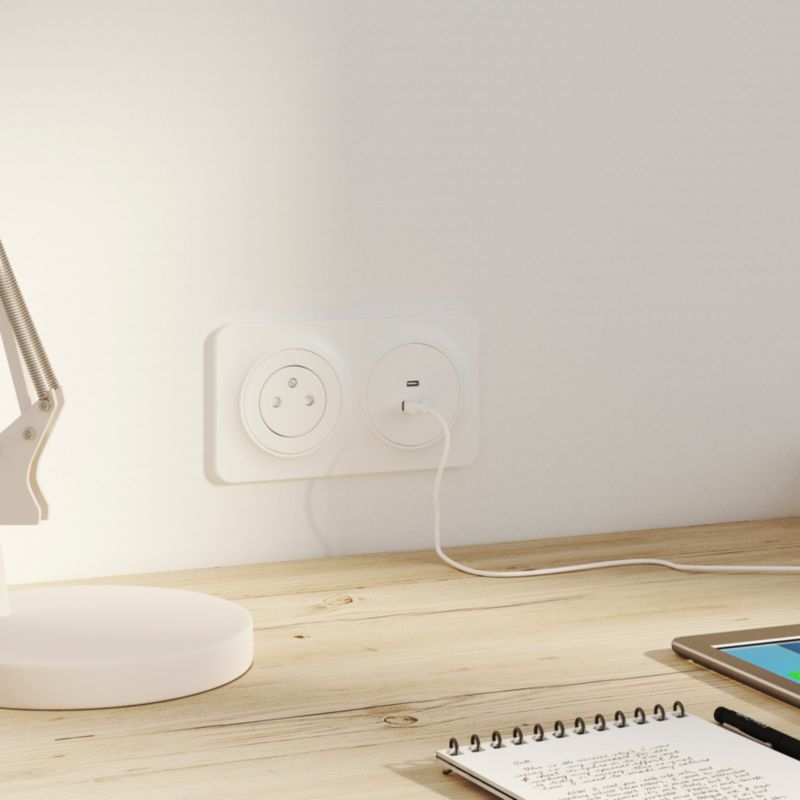 Jacobsen Espen USB A+C indbygningsstik, hvid