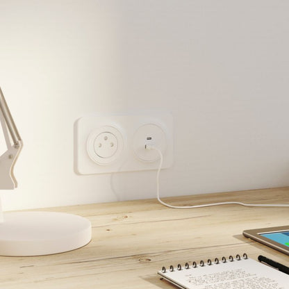 Jacobsen Espen USB A+C indbygningsstik, hvid