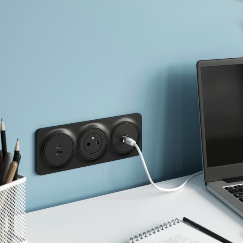 Jacobsen Espen USB A+C stikdåse i mat‑sort