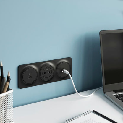 Jacobsen Espen USB A+C stikdåse i mat‑sort