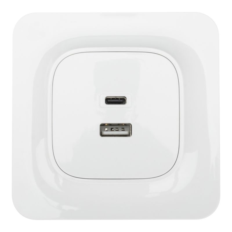 Jacobsen Kennet USB A + USB C indbygningsstik, hvid