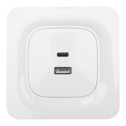 Jacobsen Kennet USB A + USB C indbygningsstik, hvid