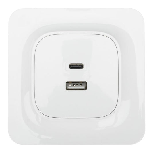 Jacobsen Kennet USB A + USB C indbygningsstik, hvid