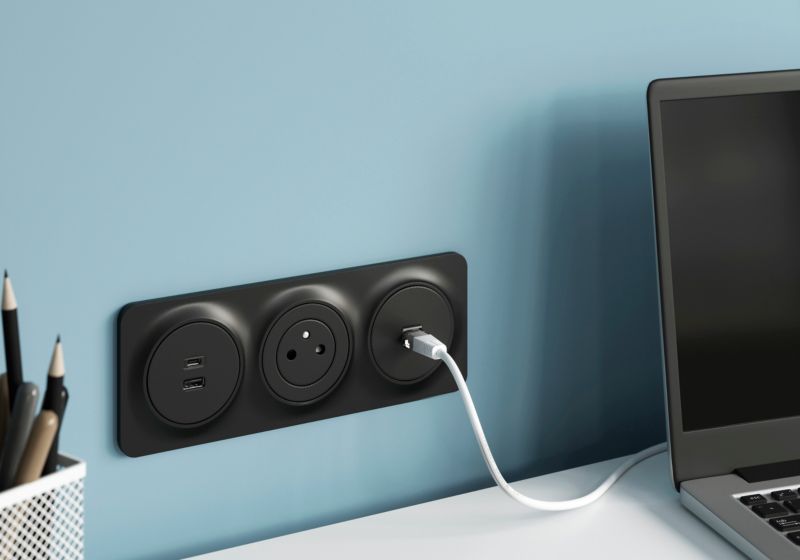Jacobsen Kennet USB A + USB C indbygningsstik, hvid