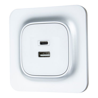 Jacobsen Kennet USB C USB A indbygningsstik, sølv