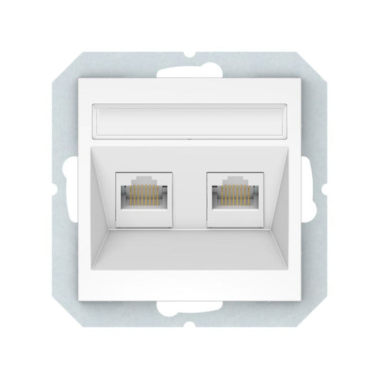 DPM Solid Electromalt QUAD RJ45/RJ11 indbygningsstik til computer og telefon, hvid