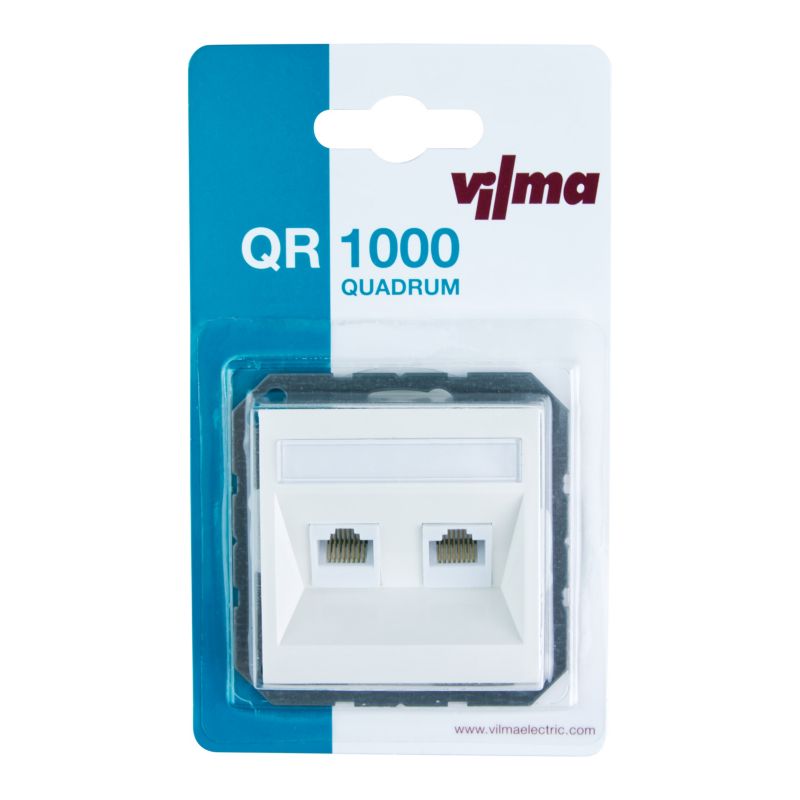 DPM Solid Electromalt QUAD RJ45/RJ11 indbygningsstik til computer og telefon, hvid