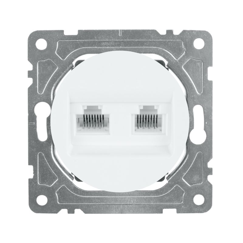 Indbygningsstik til computer og telefon RJ45/RJ11 DPM Solid Electromalt Oval hvid