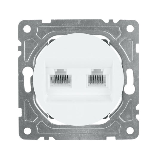 Indbygningsstik til computer og telefon RJ45/RJ11 DPM Solid Electromalt Oval hvid
