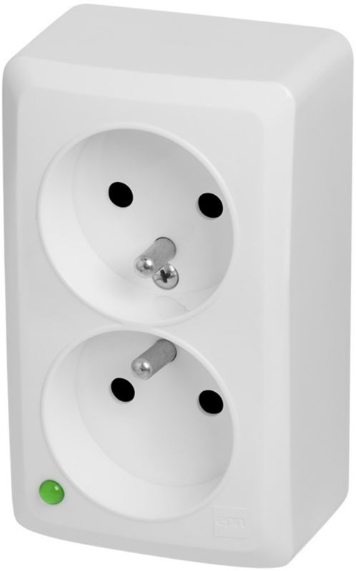 Dobbelt overflademonteret stikkontakt Elektro-Plast Berg med jord, hvid