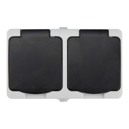 Jacobsen dobbelte udendørsstik IP54 med jord, overflademonteret