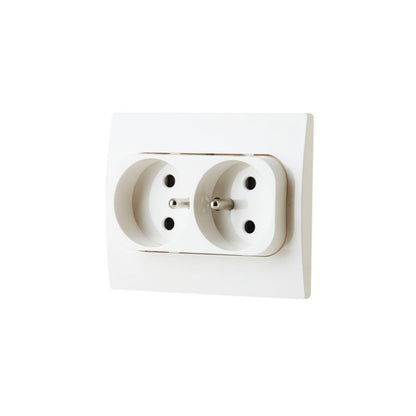 Dobbelt indbygningsstik OPP med jordforbindelse Lonia hvid