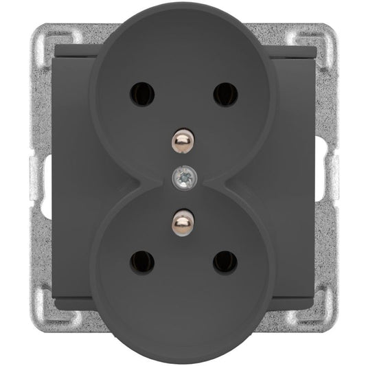 Dobbelt indbygningsstik Polmark Verona basalt