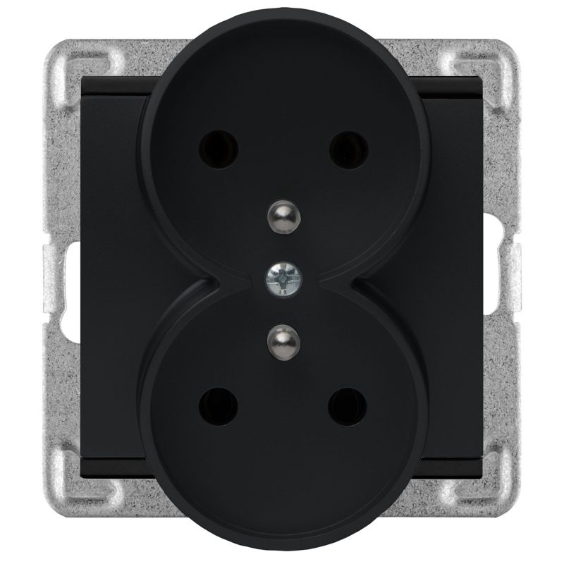 Polmark Verona dobbelt indbygningsstik sort