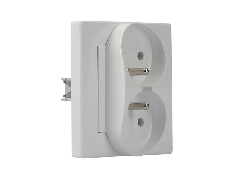 Dobbelt indbygget Schneider Electric Asfora-stik med jordforbindelse til ramme, hvid