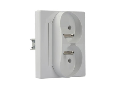 Dobbelt indbygget Schneider Electric Asfora-stik med jordforbindelse til ramme, hvid