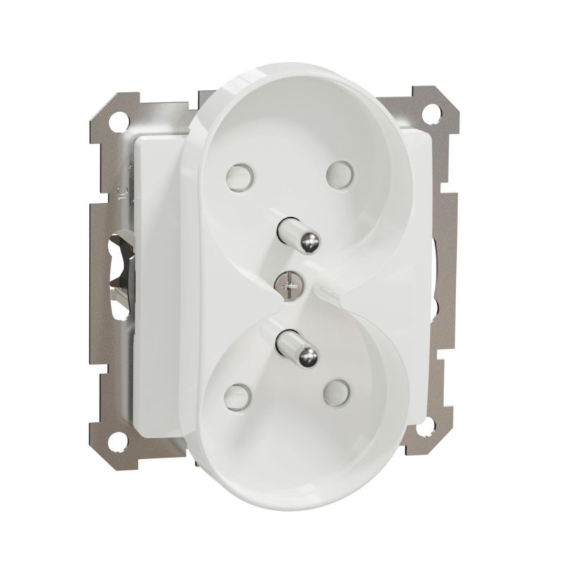 Dobbelt indbygget stikdåse Schneider Electric Sedna Design & Elements til glasrammer hvid