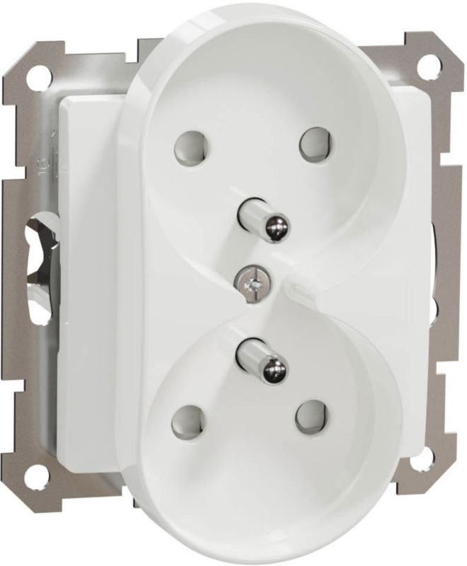 Dobbelt indbygget stikkontakt Schneider Electric Sedna Design & Elements med jord, hvid