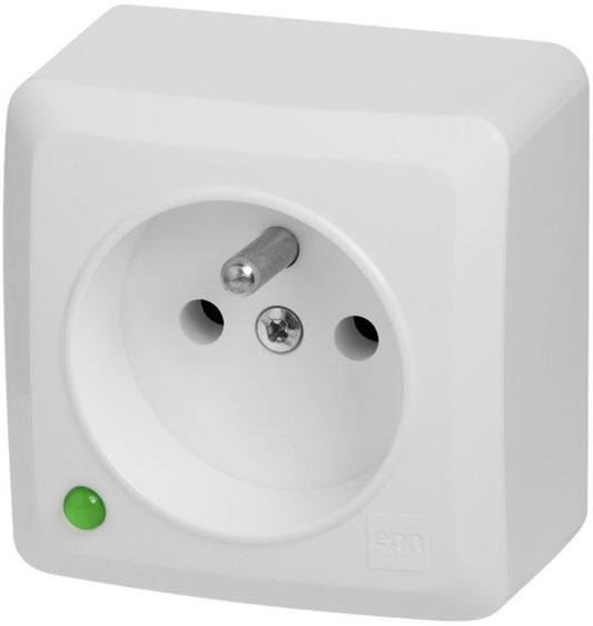 Elektro-Plast Berg enkelt udendørs stikkontakt med jord, hvid