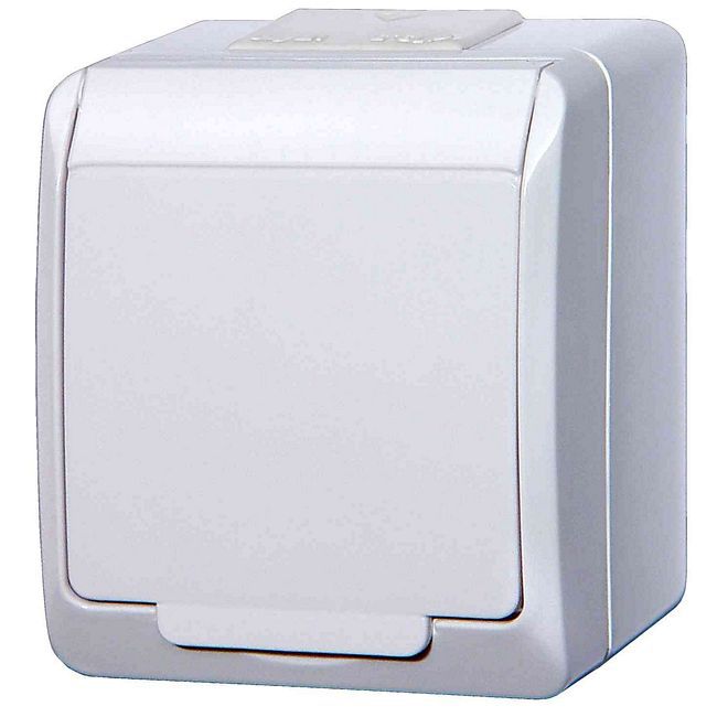 Elektro-Plast Hermes 3212 enkelt overflademonteret stik med jord, hvid