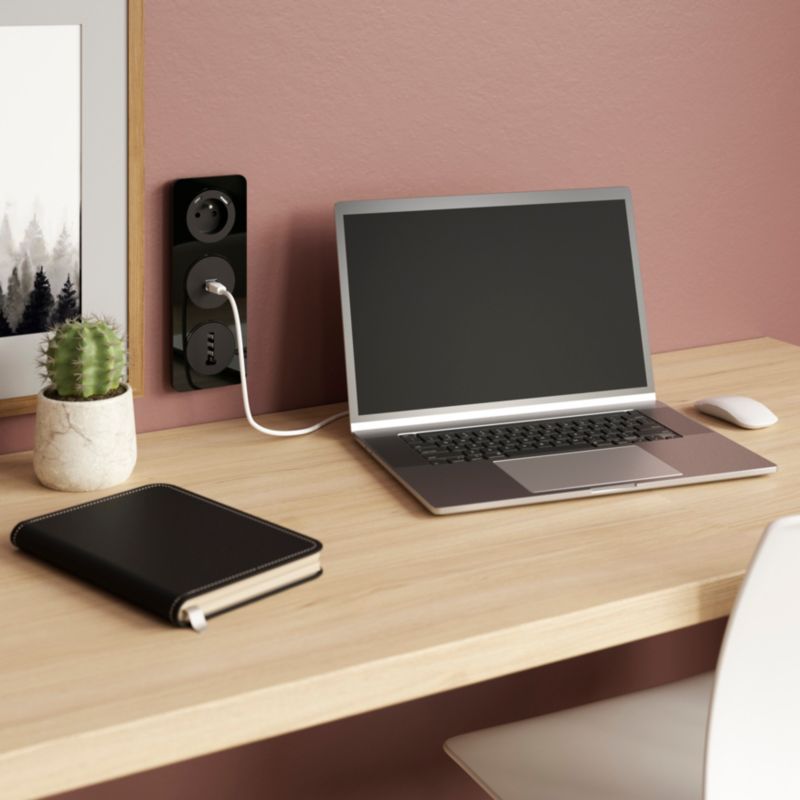 Jacobsen Espen enkelt indbygningsstik med USB A + USB C og jord, sort