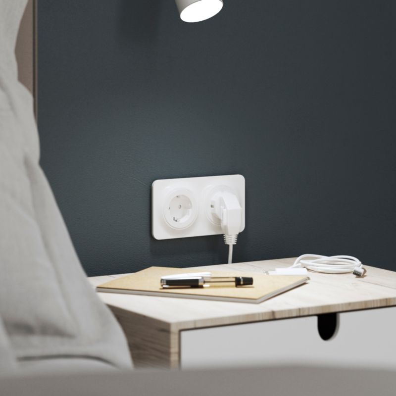 Jacobsen Espen enkelt indbygget stik med USB C og jord, hvid