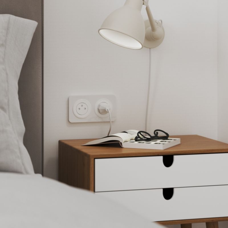 Jacobsen Espen enkelt indbygget stik med USB C og jord, hvid